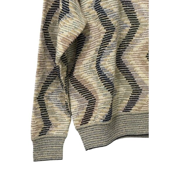 Jhane Barnes Mens Pullover Lightweight Sweater Abstract Cotton Flax Italy Size M - Picture 4 of 7